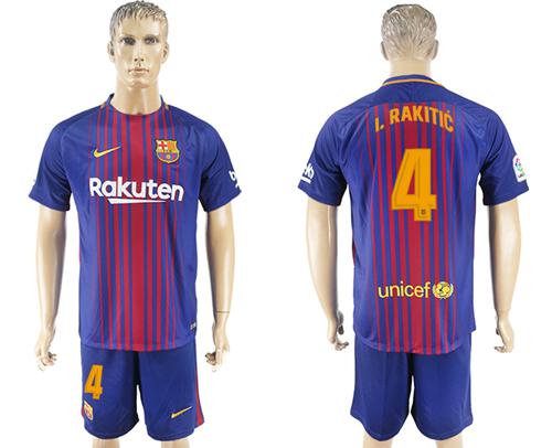 Barcelona #4 I.Rakitic Home Soccer Club Jersey